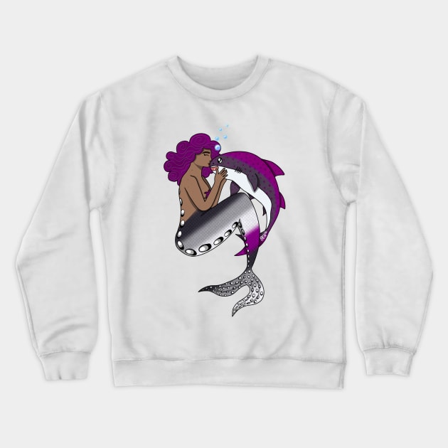 Asexual LGBTQ+ Pride Mermaid Crewneck Sweatshirt by SentABearToSpace 